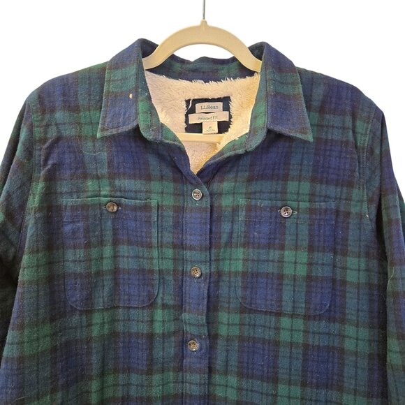 L.L. Bean Scotch Plaid Sherpa Lined Jacket Size Medium - Picture 4 of 8